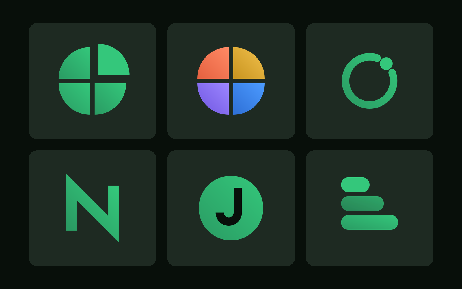 Six abstract symbol sketches in a grid